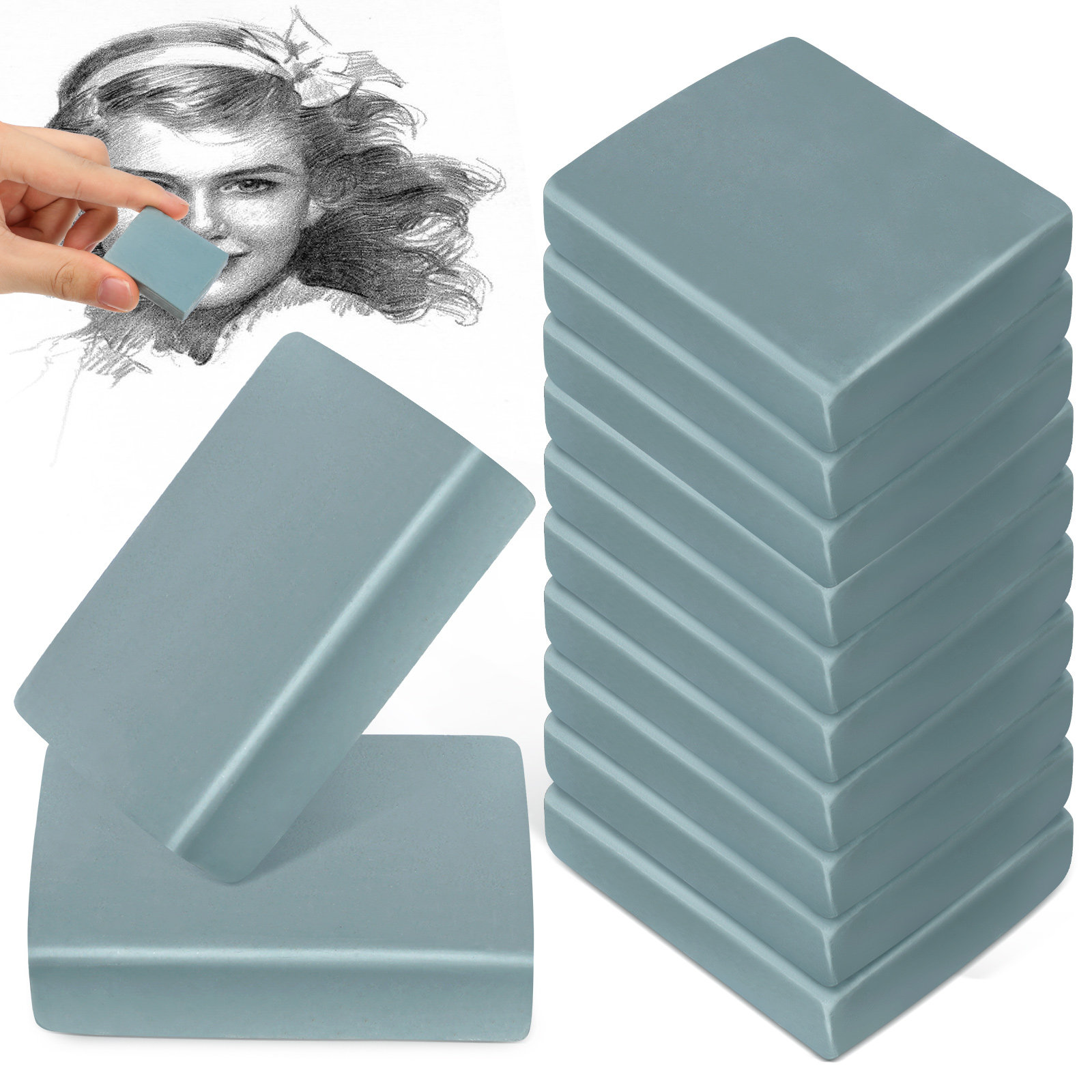 Rubber Eraser Kneaded - 12 шт. мягких ластиков для рисования,